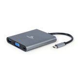 Gembird USB-C 6v1 multiport USB 3.1 + HDMI + VGA + PD + čtečka karet + stereo audio foto